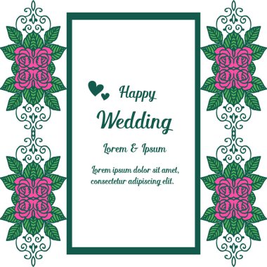 Tasarım elemanı güzel çiçek çerçeve, kart mutlu düğün süslü için. Vektör