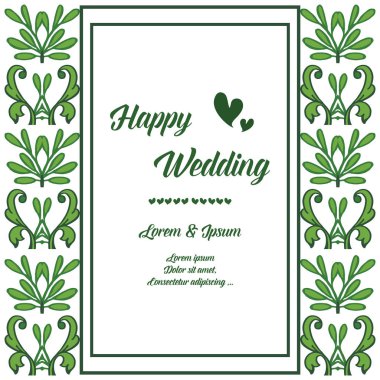 Kırmızı çiçek, mutlu düğün yazı ile benzersiz çerçeve şekli. Vektör