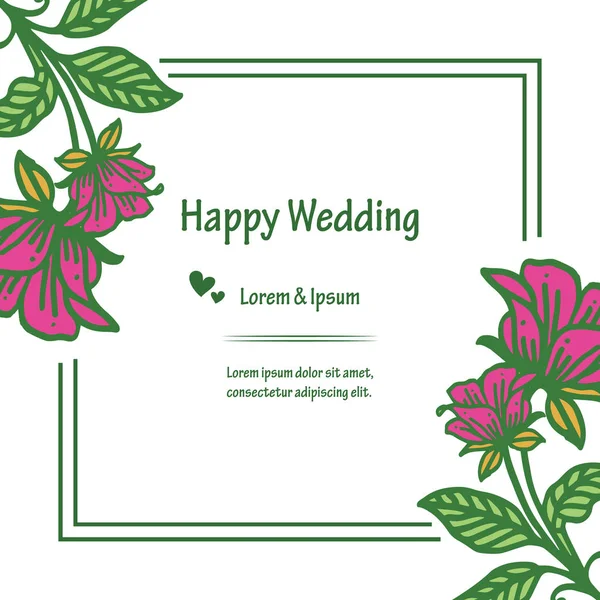 Crowd of flowers and leaf, with unique frame, for wallpaper of invitation card happy wedding. Vector — Stock Vector