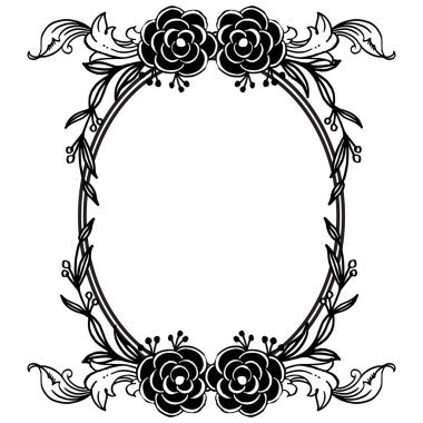 Siyah beyaz çiçek çerçeve, stil süs vintage, kartların dekorasyonu. Vektör
