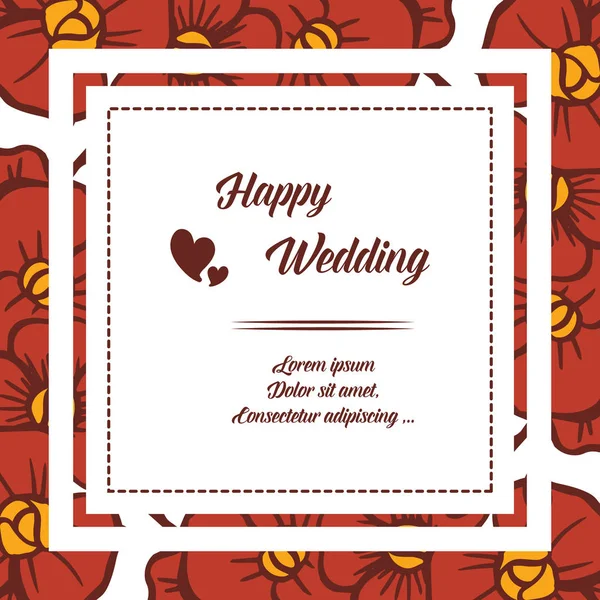Marco floral vintage, para la decoración de la tarjeta feliz boda, aislado sobre un fondo blanco. Vector — Vector de stock