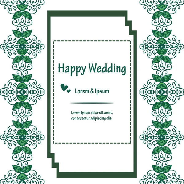 Fondo de pantalla de feliz boda, con marco floral de diseño, aislado sobre un fondo blanco. Vector — Vector de stock