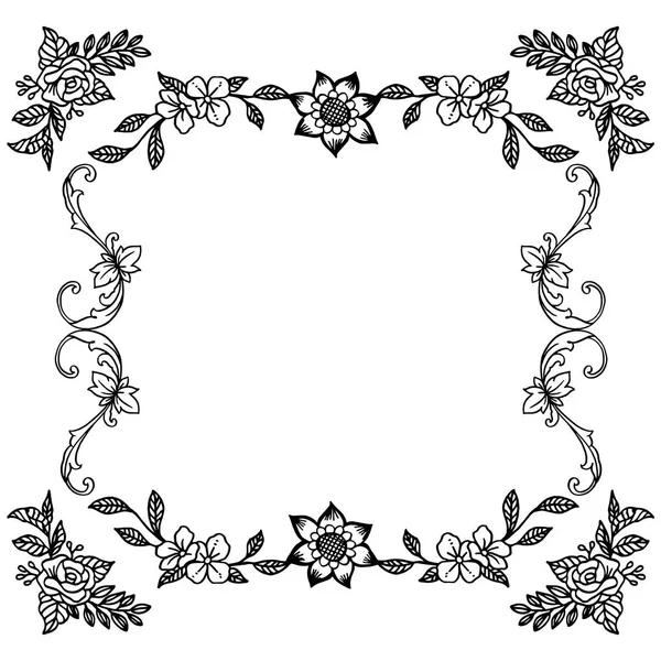 Design elegant of card, with texture black and white leaves flower frame. Vector — Stock Vector