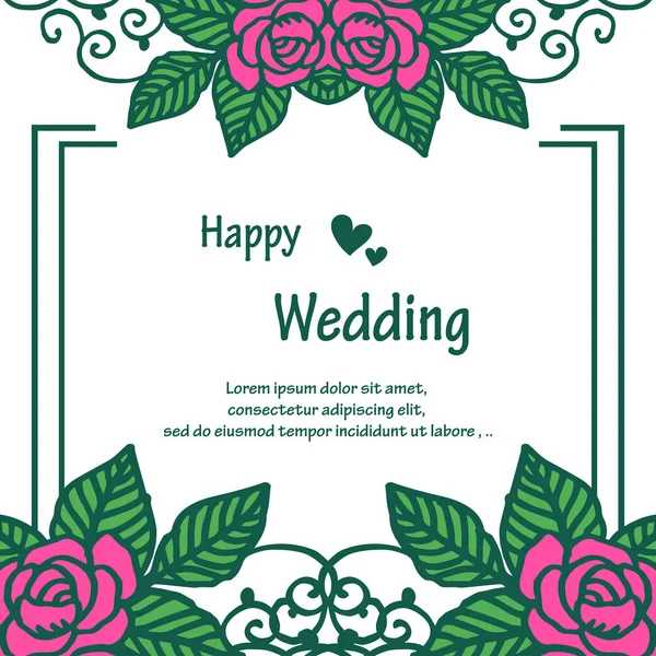 Elemento de design bela moldura de flores, para ornamentado de casamento feliz cartão. Vetor — Vetor de Stock