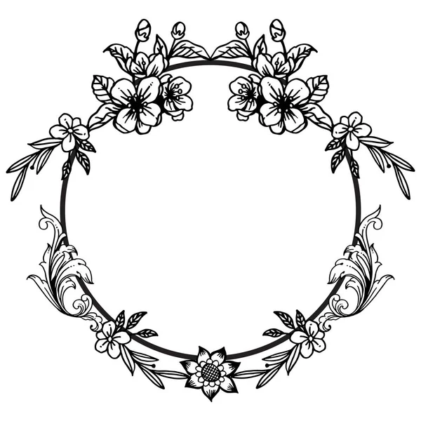 Flower frame motif sketch, for design elegant of card. Vector — Stock Vector