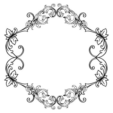 Metin için yer, stil benzersiz ve zarif, siyah beyaz yaprak çiçek çerçeve için. Vektör