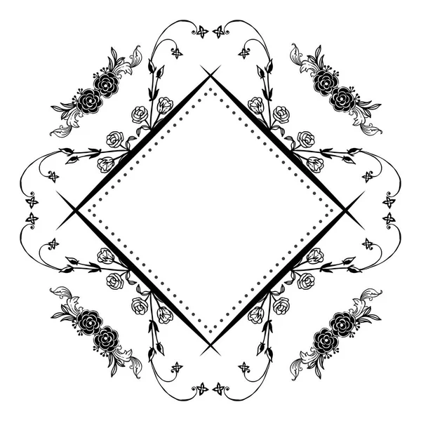 Ontwerp ornament Floral frame, patroon zwart-wit, sjabloon van kaart. Vector — Stockvector