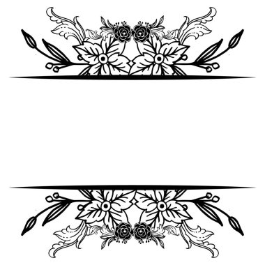 Siyah beyaz çiçek çerçeve, stil süs vintage, kartların dekorasyonu. Vektör