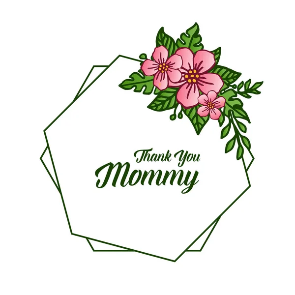 Verziert mit verschiedenen Karten Danke Mama, mit Schönheit der rosa Blume Rahmen. Vektor — Stockvektor