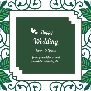 Mutlu düğün Duvar Kağıdı, tasarım çiçek çerçeve ile, beyaz bir zemin üzerinde izole. Vektör