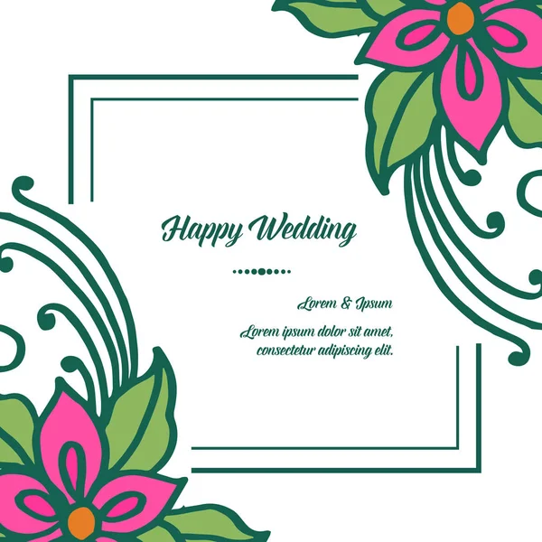 Papier peint décoré avec des branches fleurs, pour carte d'invitation mariage heureux. Vecteur — Image vectorielle