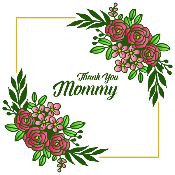 Rahmen Blume Rose blüht, für den Schriftzug danke Mama. Vektor — Stockvektor