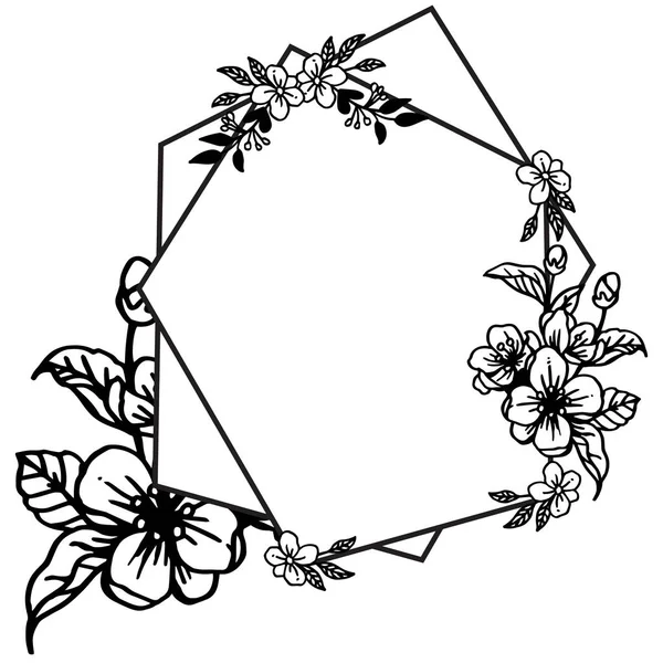 Décoratif de cadre de fleurs, en couleurs noir et blanc, modèle pour la conception de la carte. Vecteur — Image vectorielle