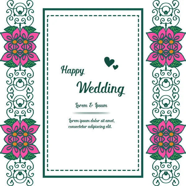 Diversas letras de estilo de boda feliz, con marco de corona elegante, diseño de varias tarjetas. Vector — Vector de stock