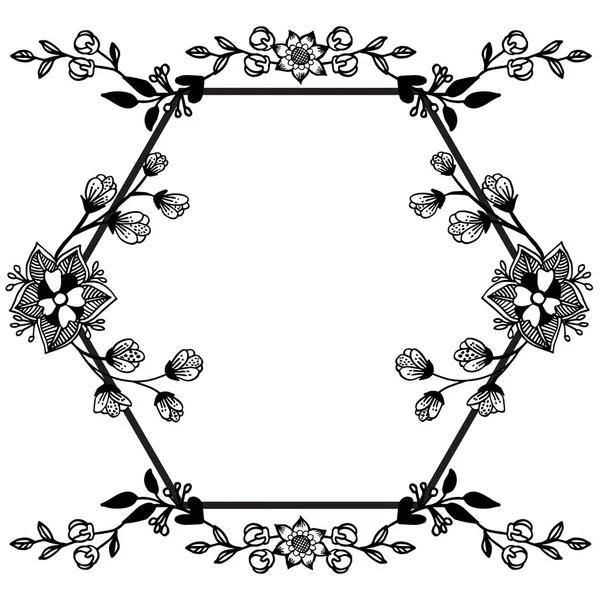 Décoratif de cadre de fleurs, en couleurs noir et blanc, modèle pour la conception de la carte. Vecteur — Image vectorielle