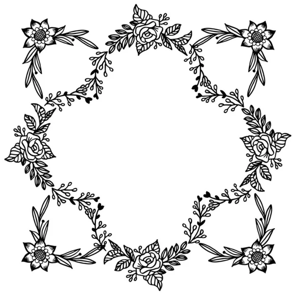 Motif pour bordure des cadres de fleurs en feuilles, pour un design élégant de carte. Vecteur — Image vectorielle