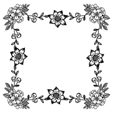 Siyah beyaz renklerde yaprak çelenk çerçeve için kart çeşitli. Vektör