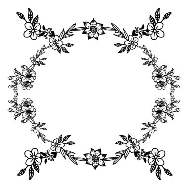 Siyah beyaz renklerde yaprak çelenk çerçeve için kart çeşitli. Vektör