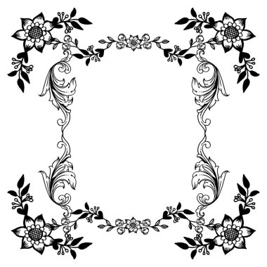 Davetiye kartı dekorasyonu için güzel yaprak çiçek çerçeve. Vektör