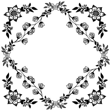 Davetiye kartı dekorasyonu için güzel yaprak çiçek çerçeve. Vektör