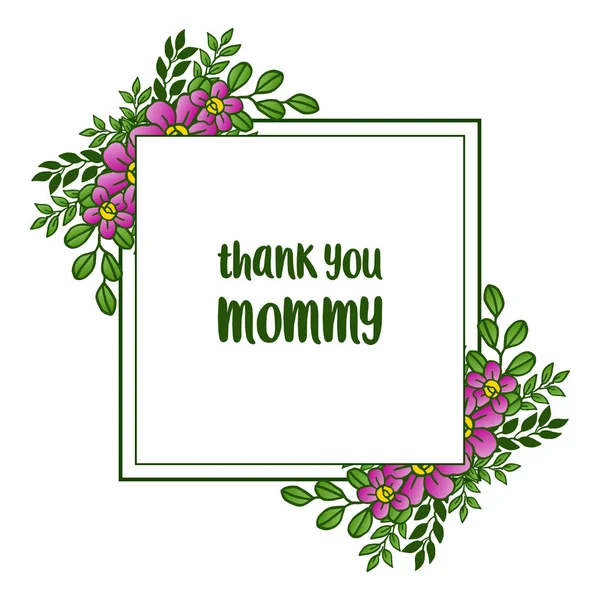 Merci maman, cadre motif forme, foule de cadre floral violet. Vecteur — Image vectorielle