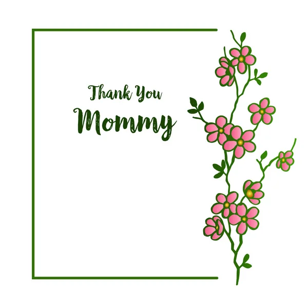 カードの装飾は、ピンクの花のために、ユニークなフレームの華やかな、ママに感謝します。ベクトル — ストックベクタ