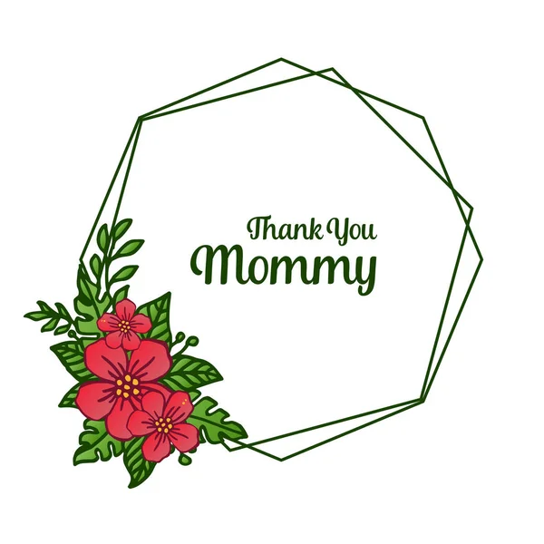 Kartendekor danke Mama, Kunst einzigartigen Rahmen, für Design schöne rote Blume. Vektor — Stockvektor