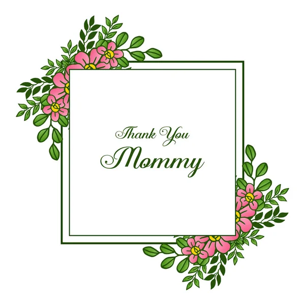 Design belle carte merci maman, avec divers forme cadre de fleur de feuille. Vecteur — Image vectorielle
