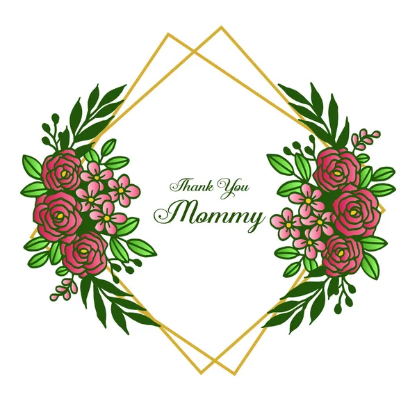 Stilzeichnung von Blatt Blumenrahmen, mit Vorlage für Design danke Mama. Vektor — Stockvektor