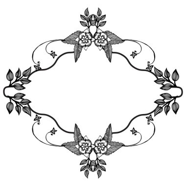 Doku süsü çiçek çerçevesi ile, benzersiz çerçeve ile kart şablonu. Vektör