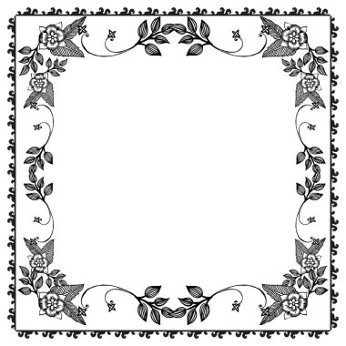 Doku çiçek çerçeve zarif, desen sanat benzersiz, kartların dekorasyonu ile. Vektör