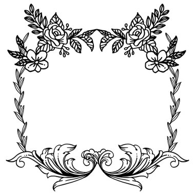 Çiçek çerçeve motifi kroki, tasarım için zarif kart. Vektör