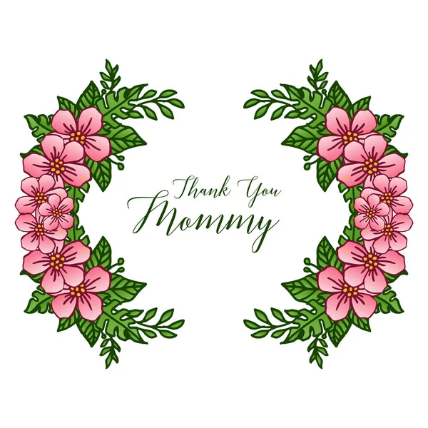 Merci maman, cadre décoratif avec élégante fleur rose. Vecteur — Image vectorielle