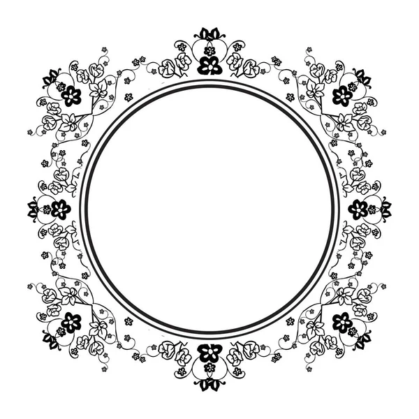 Design element flower frame, various shape of card, decoration black white. Vector — Stock Vector