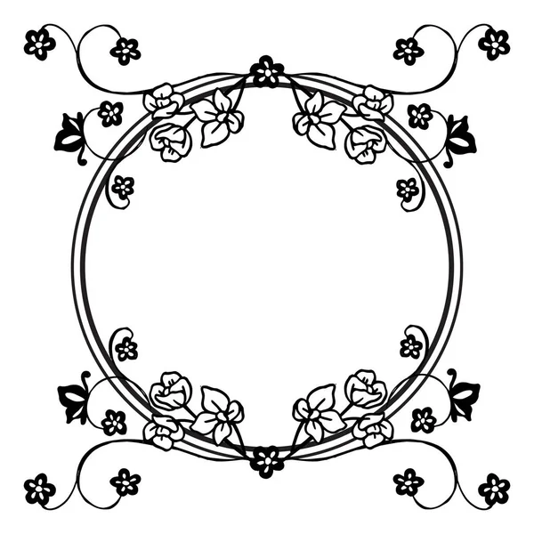Gestaltungselement Blumenrahmen, verschiedene Kartenformen, Dekoration schwarz weiß. Vektor — Stockvektor