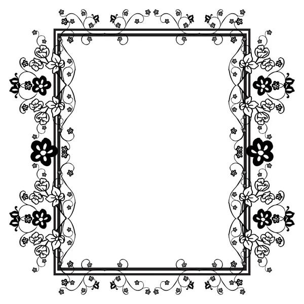 Elemento di design cornice floreale, varie forme di carta, decorazione bianco nero. Vettore — Vettoriale Stock