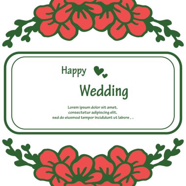 Kart mutlu düğün şekli, doku çiçek çerçeve, vintage çerçeve. Vektör
