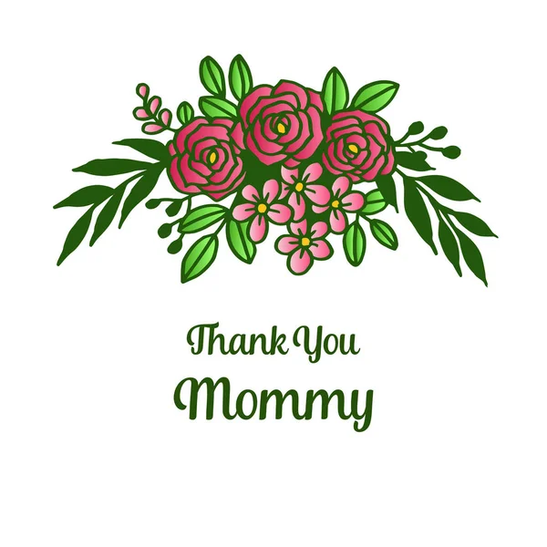 Cadre floral feuillu vert abstrait, pour la conception de diverses cartes merci maman. Vecteur — Image vectorielle