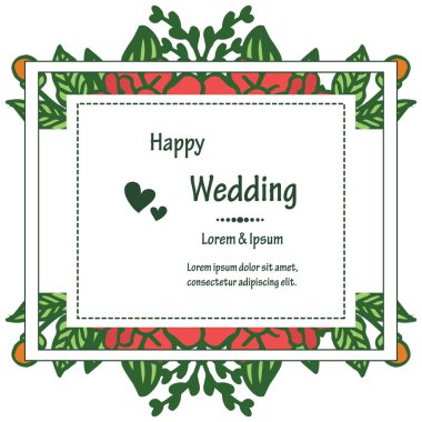 Çiçek çerçeve Dekorasyon kalabalık, çiçek çiçekleri, kart mutlu düğün süslü. Vektör