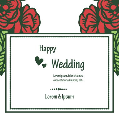 Şekil kare çerçeve, vintage çiçek çerçeve, kart mutlu düğün tasarımı. Vektör