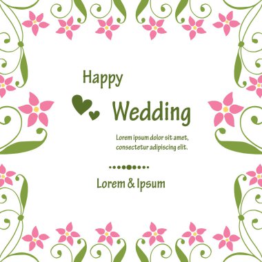 Tasarım zarif çiçek çerçeve, mutlu düğün vintage kart için. Vektör