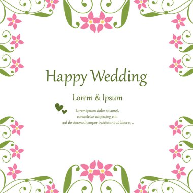 Tasarım zarif çiçek çerçeve, mutlu düğün vintage kart için. Vektör