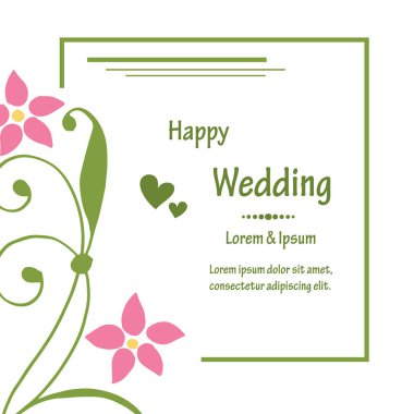 Vintage çerçeve, tasarım elemanı çiçek çerçeve, davet kartı mutlu düğün. Vektör