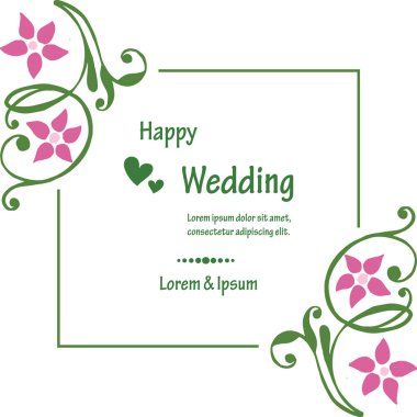 Vintage çerçeve, tasarım elemanı çiçek çerçeve, davet kartı mutlu düğün. Vektör