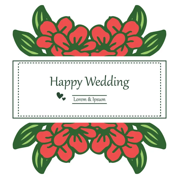 Decoración multitud de marco de flores, flores de flor, adornado de tarjeta feliz boda. Vector — Vector de stock