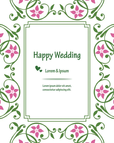 Design eleganten Blumenrahmen, für Vintage-Karte der glücklichen Hochzeit. Vektor — Stockvektor