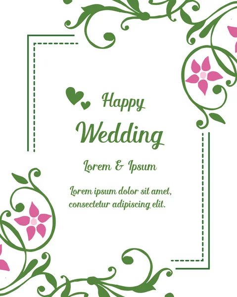 Tasarım zarif çiçek çerçeve, mutlu düğün vintage kart için. Vektör