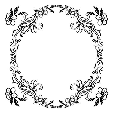 Davetiye kartı dekorasyonu, yaprakları ve çiçek çerçeve elemanı ile. Vektör