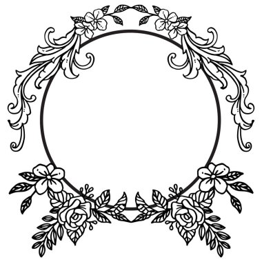 Davetiye kartı dekorasyonu, yaprakları ve çiçek çerçeve elemanı ile. Vektör