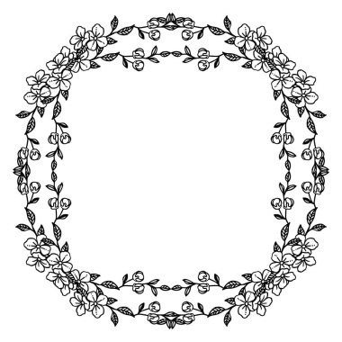 Davetiye kartı dekorasyonu, yaprakları ve çiçek çerçeve elemanı ile. Vektör